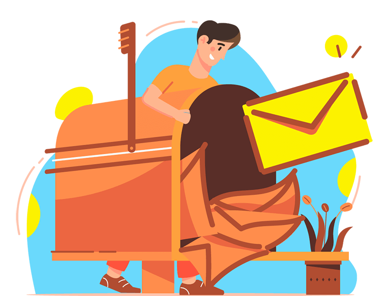 Graphic of boy getting mail